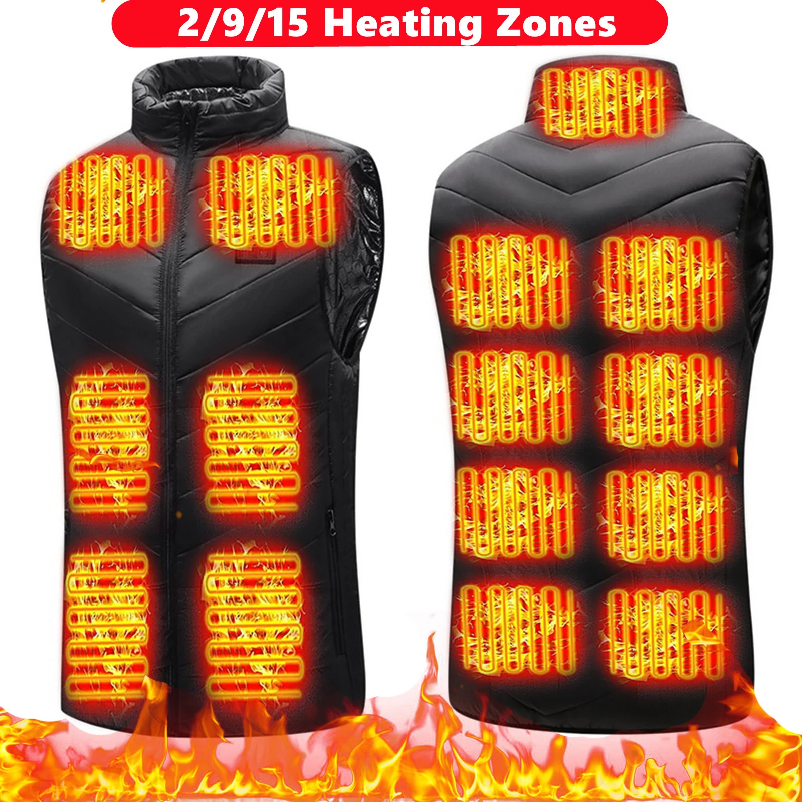

Winter 2/9/15 Areas Heated Vest Men USB Electric Heating Jacket Thermal Waistcoat Winter Hunting Hiking Outdoor Vest S-3XL