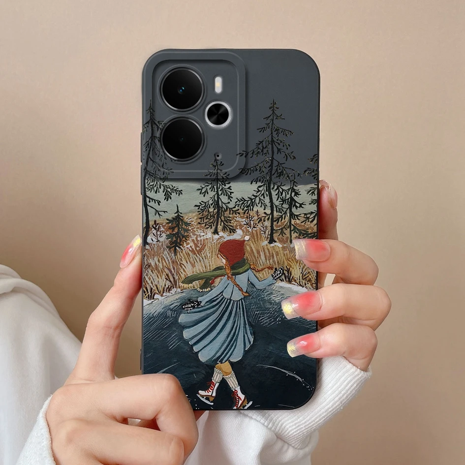 Luxury Floral Print Liquid Silicone Case - High Quality, Anti-Drop, Durable, Anti-Slip Housing