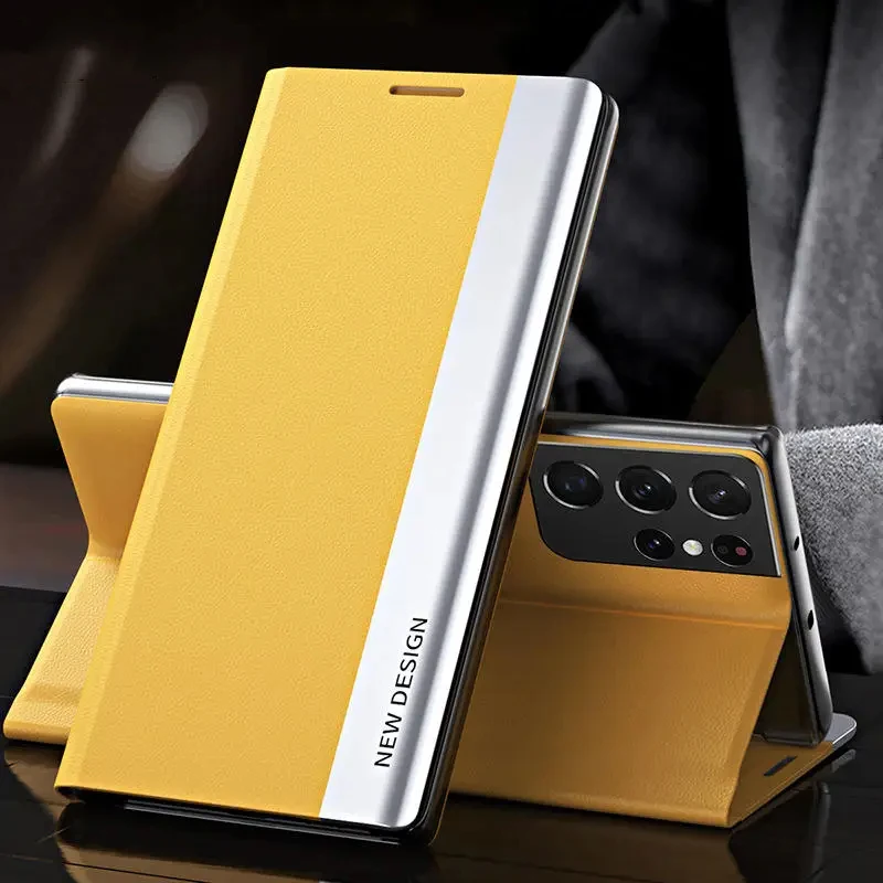 thumbnail image 1 of Luxury Leather Flip Case For Samsung Galaxy S24 S23 S22 S21 S20 Ultra Plus S23 S21 S20 FE S10 Note 20 Ultra 10 Plus Stand Cover, 1 of 5