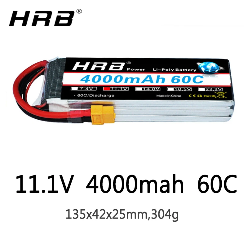 HRB 3S 11.1V Lipo Batteria 4000mah XT60 XT90 T Deans EC5 XT90-S 60C Per Trex 500 Elicottero Aereo FPV Drone Auto Barca RC Parte s