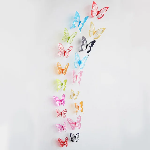 18pcs/lot 3d Effect Crystal Butterflies Wall Sticker Beautiful Butterfly for Kids Room Wall Decals Home Decoration on The Wall 