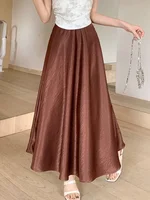 Plus Size Satin Half-Body Skirt Female 2026 Spring New Korean Fashion Temperament Elegant Solid Casual A-line Skirts - Image 2