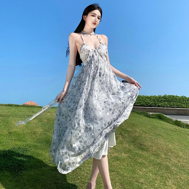 

Backless Bandage Halter Formal Dress Grunge Women Summer Holiday Fairy Dress Daring Choice Offers Party Long Clothing Vestidos