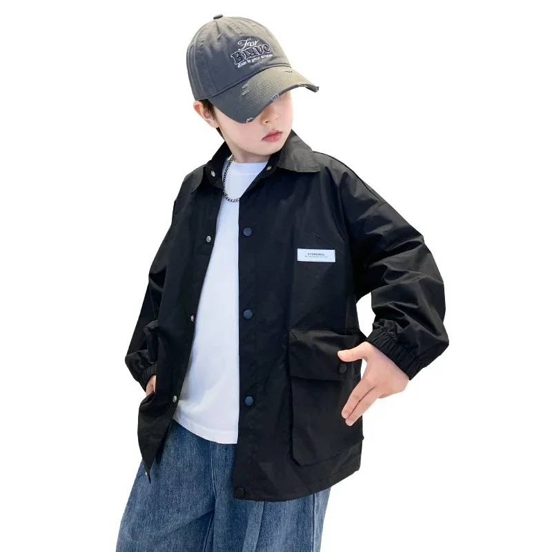 Spring Fashionable Jacket for Boys Spring Autumn Style Big Boys Shirt Top Children's Clothing Outerwear Trendy Streetwear