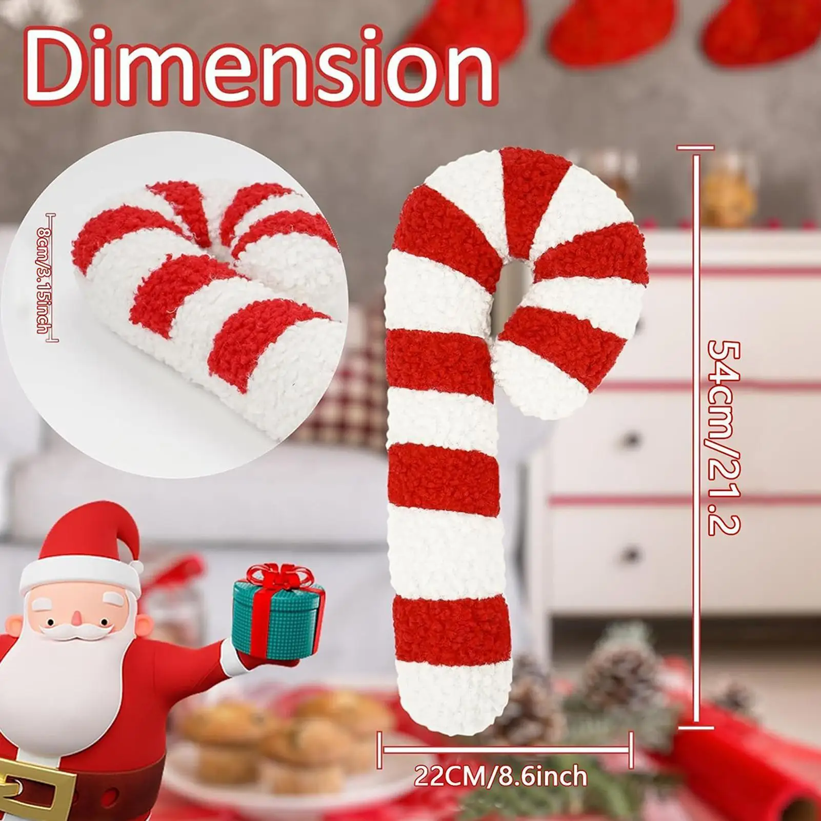 Christmas pillow 35cm/54cm cute plush throw pillow with Christmas decorations and lollipop shape for sofas  Bedroom  Bed Bedside