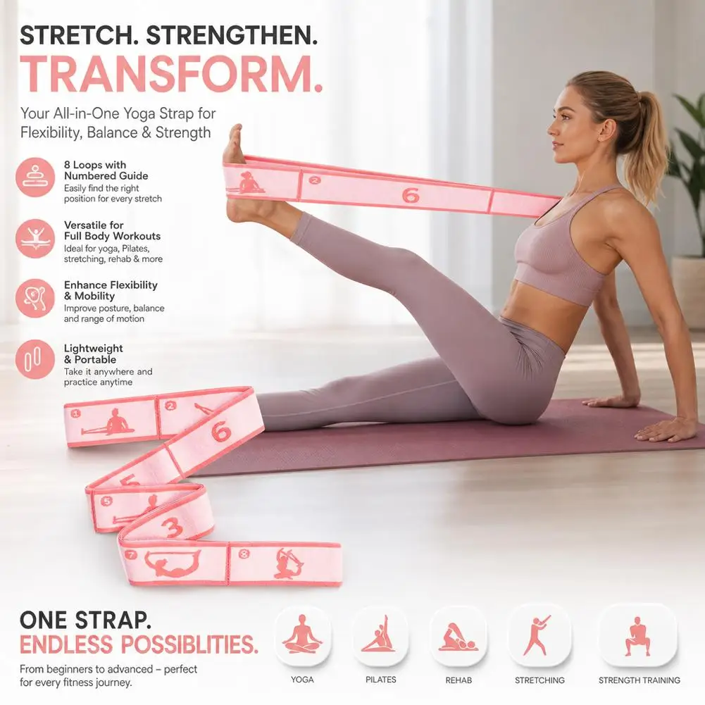 Premium Elastic Stretching Strap for Yoga, Dance, and Pilates Workouts