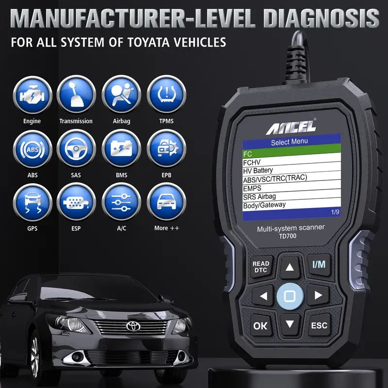 AncelTd700Obd2AutoScannerVoorToyotaCodeReaderFullSystems
