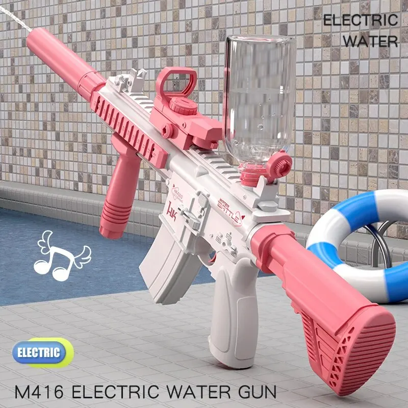 Electric Automatic Water Storage Gun Portable Summer Beach Outdoor Toys Splashing Game With Battery 2