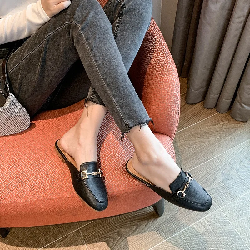 Women Summer Fashion Shoes Female Sandals Ladies Slippers 2024 New Flat Heelless Outer Wear Lazy Net Red Slides ﻿