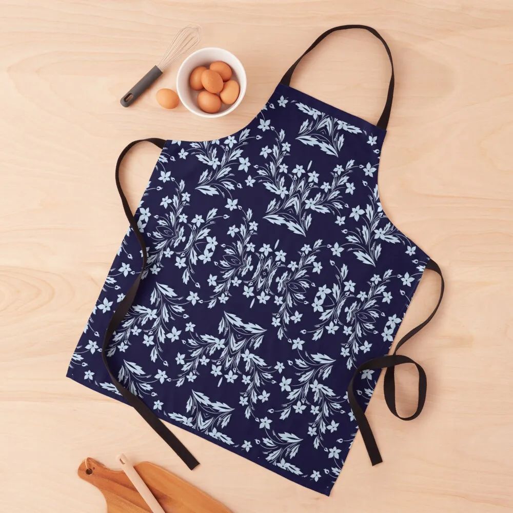 

Light blue flowers on a dark blue background, ABSTRACT FLOWERS,Apron cute kitchen