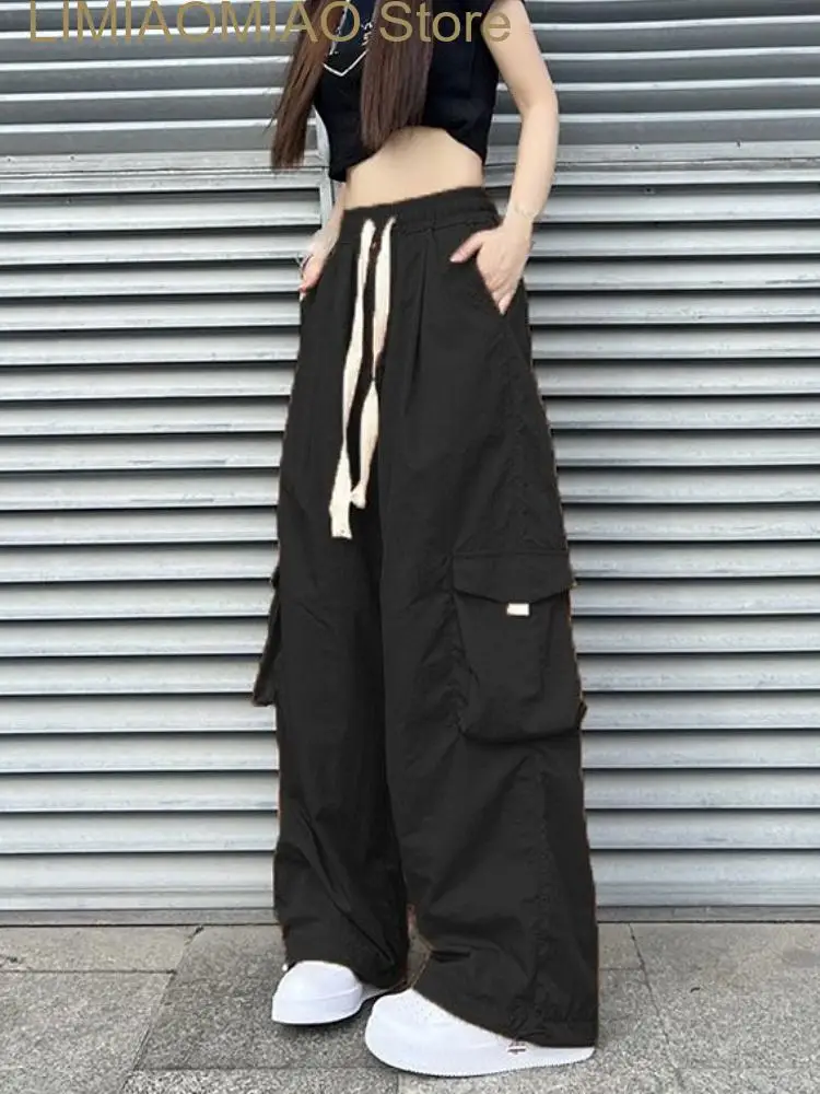 Orange Hiphop Cargo Pants Women Pockets Streetwear Vintage Pants Female High Waist Korean Fashion Pants Summer