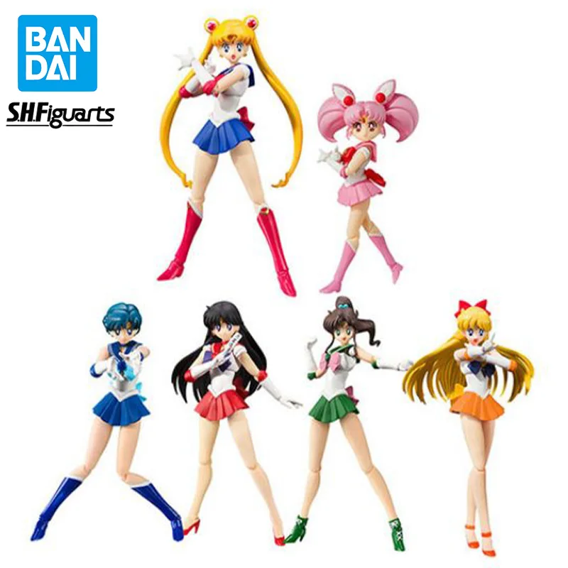 

Original BANDAI SHF Sailor Moon Tsukino Usagi Mizuno Ami Hino Rei Kino Makoto Aino Minako Chibiusa Anime Figure Action Figures