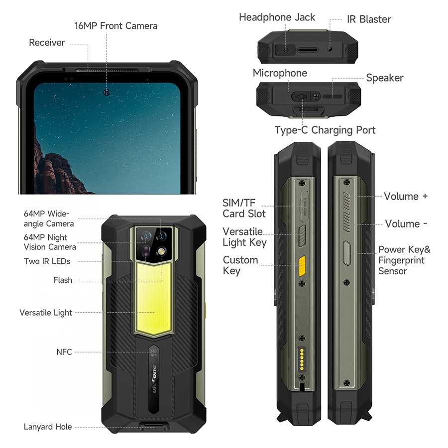 Ulefone Armor 24 Rugged Smartphone Up to 24GB RAM 256GB ROM 22000mAh 66W 64MP Night Camera 6.78"120Hz Android 15 Global Version