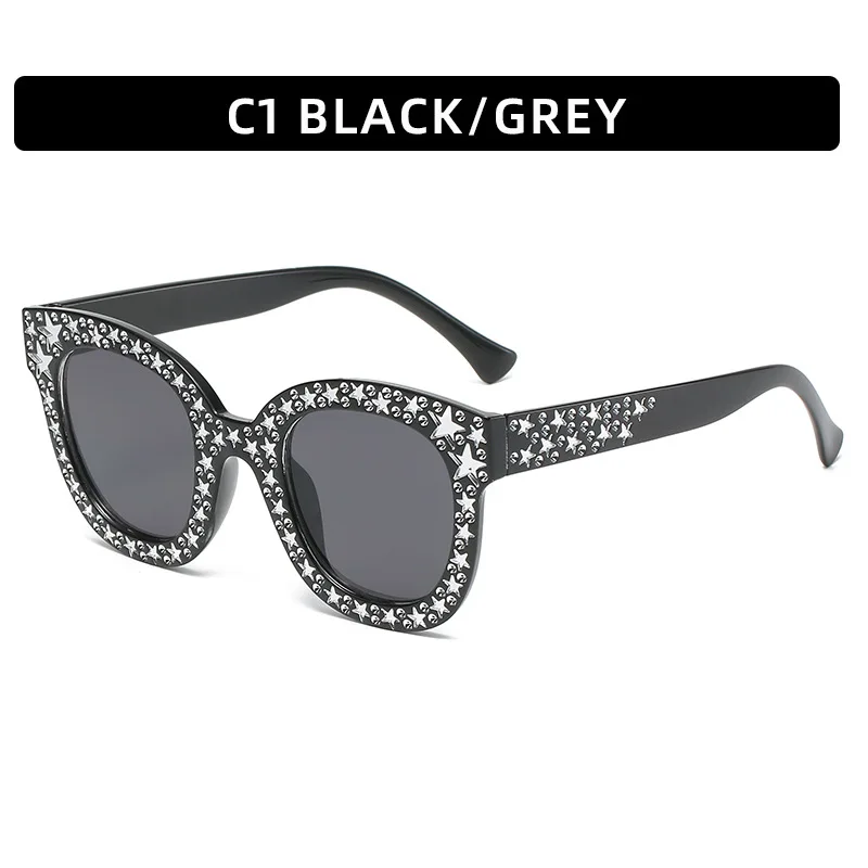 oversized sunglasses Retro Oversize Mosaic Star Sunglasses Women 2022 Cute Sexy Model Catwalk Style Sun Glasses Ladies Fashion Decoration Eyewears UV rectangle sunglasses Sunglasses