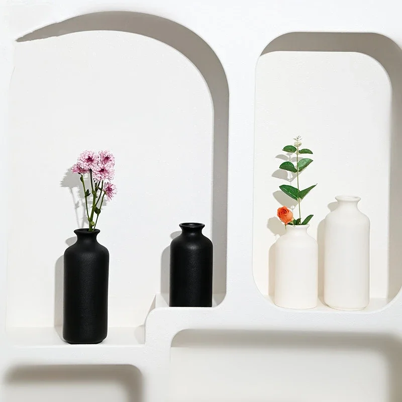 Minimalist Ceramic Vase Nordic Black and White Flower Vases Home Living Room Dried Flower Pot Decor Korean Style Home Decoration 3