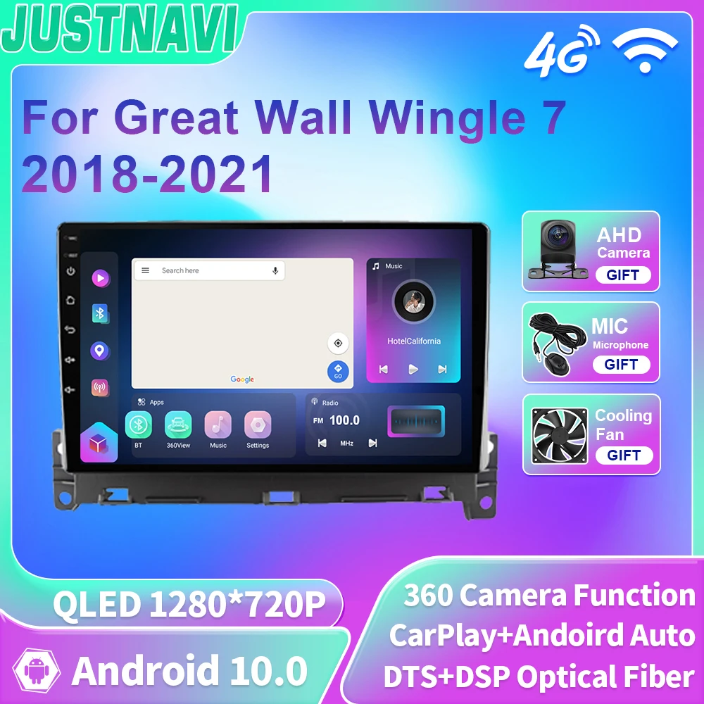

JUSTNAVI QLED Autostereo For Great Wall Wingle 7 2018-2021 Car Radio Stereo GPS Navigation Android Auto WIFI Carplay DVD Player