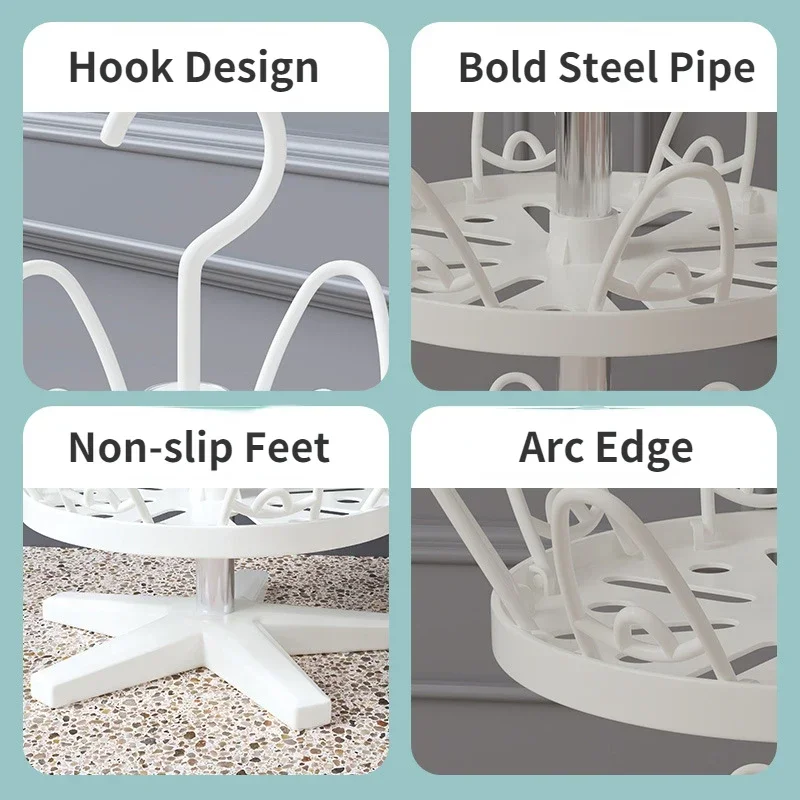 1/2/3 Layer Shoe Drying Rack Storage Organizer Space Saving Shoes Hanging Home Rotate 360 Degrees Shoe Hanger Shoes Floor Rack 5