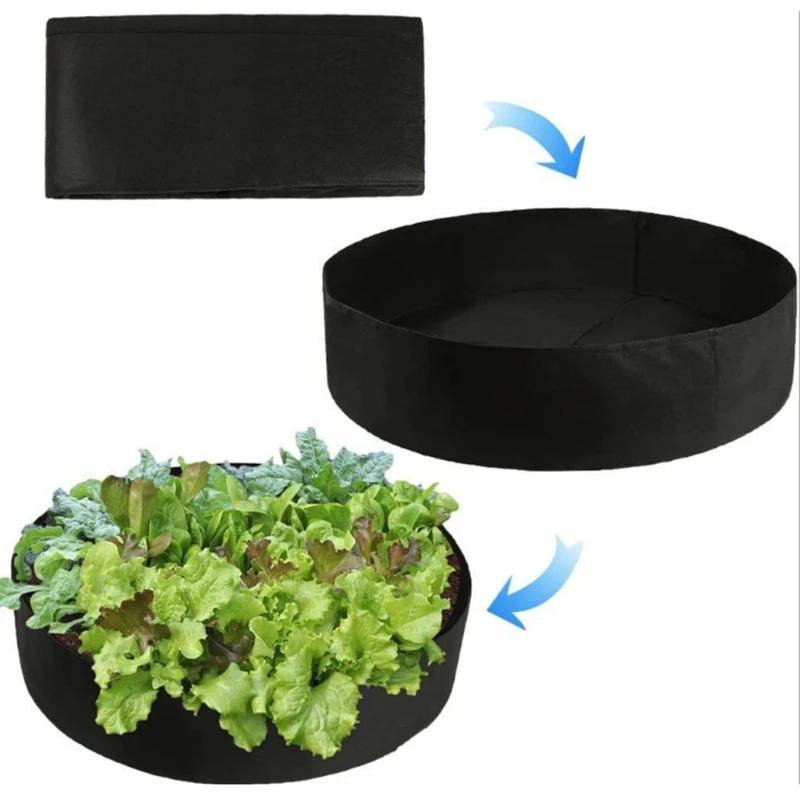 1Pcs Fabric Raised Garden Bed Square Garden Flower Grow Bag Vegetable Planting Bag Planter Pot With Handles For Plants Flower
