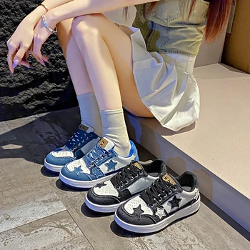 Summer Women's Sneakers New Star Thick Bottom Flat Patchwork Color Ladies Casual Shoes Fashion Anti-slip Women Vulcanize Shoes 1