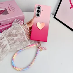Luxury Gradient Pink Love Phone Case with Bear Strap - Z Fold 8 ultra (B)