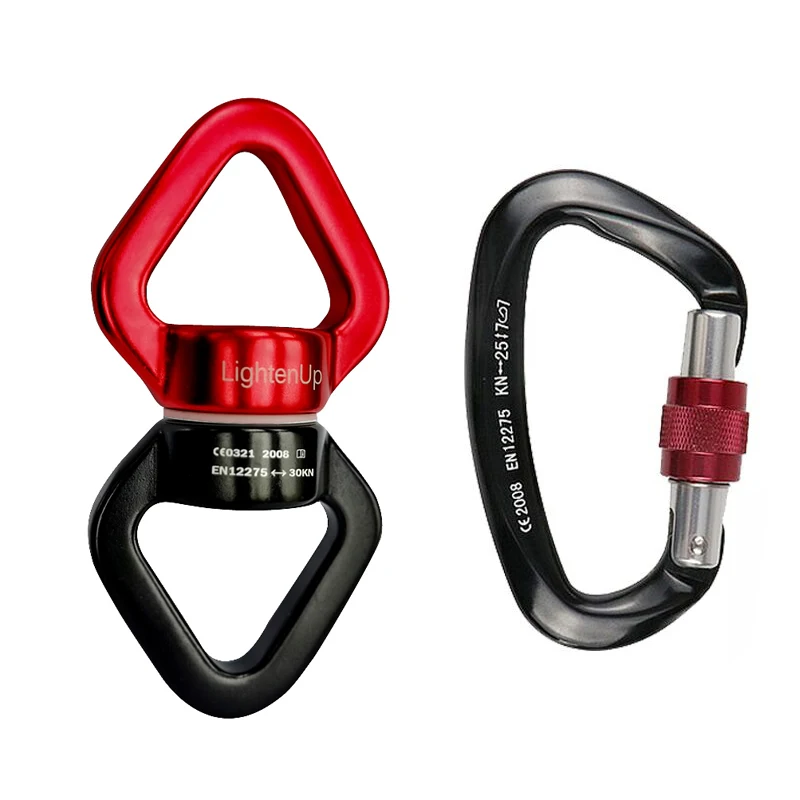 CLIMB 30KN CARABIN Universal Ring Gimbal Ring Rotary Connector Rotational Hammock Swing Spinner Rope Swivel climbing carabiner