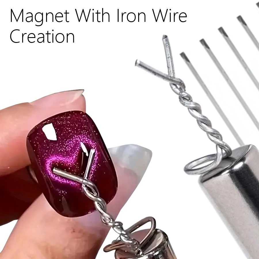 Magnetic Nail Art Tool Set Iron Wire Precision Heart & Ingot Design Magnet Stick For Cat Eye Polish Effects magnetic nail art tools cat eye nail tool magnetic nail tools magnetic nail pen