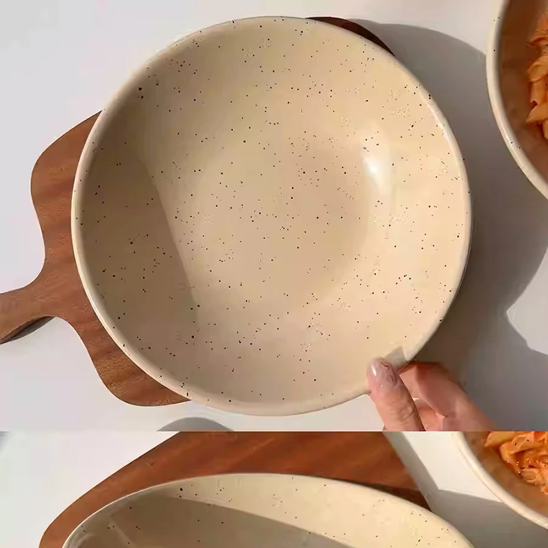 22cm Ink Splash Ceramic Dinnerware Western Food Pasta Plates Household Yoghurt Fruit Salad Tray Kitchen Dinner Plate