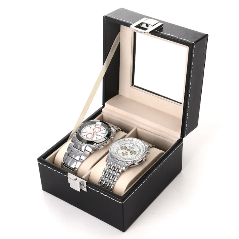 Watch Box Display for Case Jewelry with Glass Top 2/3/4/5 Slot for Men