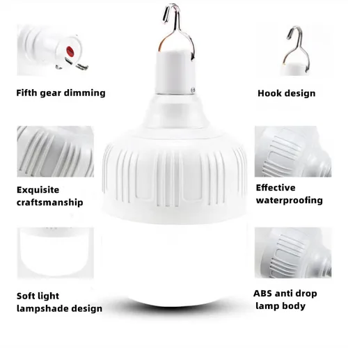 USB 충전식 LED 비상등, 야외 휴대용 랜턴, 비상 램프, 배터리 전구, 바베큐 캠핑 조명, 500W 4