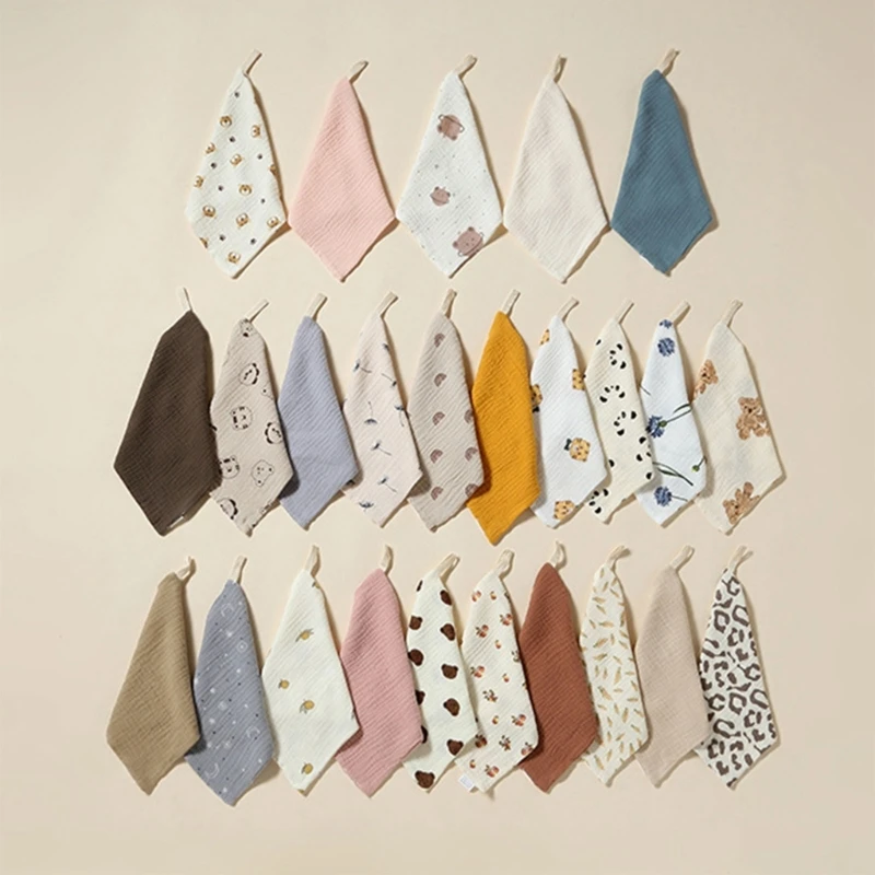 

3PCS Baby Facecloth Cotton Drooling Bibs Square Burp Cloth for Infants Baby Sweat Wipe Cloth High Absorbent Kerchief