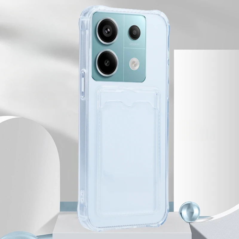Kartenfach-Handyhülle für Xiaomi Redmi Note 13 12 11 10 9 Pro 13C 12S 12C 11S 10C 9A 9C 10A 10C Weiche TPU Transparente Schutzhülle