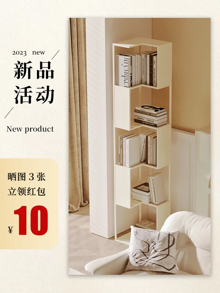 Household living room multi-layer wrought iron bookcase storage rack floor-to-ceiling modern simple vertical corner bookshelf sh