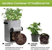 3 Size Felt plant grow bags nonwoven fabric garden potato pot greenhouse vegetable growing bags moisturizing vertical tools 3