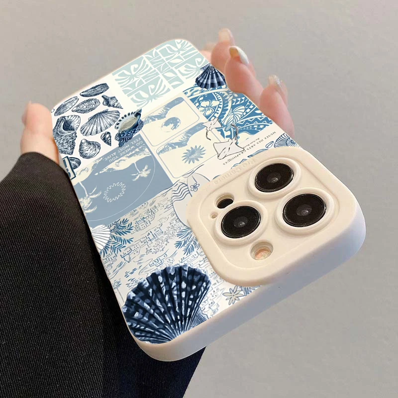 Ocean Seashell Seaweed Case iPhone 17 16 15 14 13 12 11 Pro Max XR
