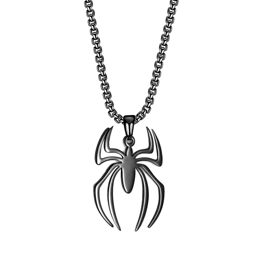 Skyrim Punk Spider Pendant Necklace for Women Men Stainless Steel Double Layer Collar Necklace Hip Hop Tiers Jewelry Gift_voghion.com