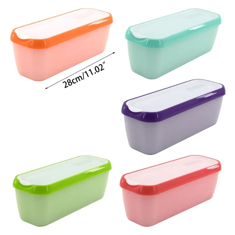 Ice Cream Storage Tub Rectangular Reusable Ice Cream Box Container Mold with Lid Kitchen Refrigerator Storage Home