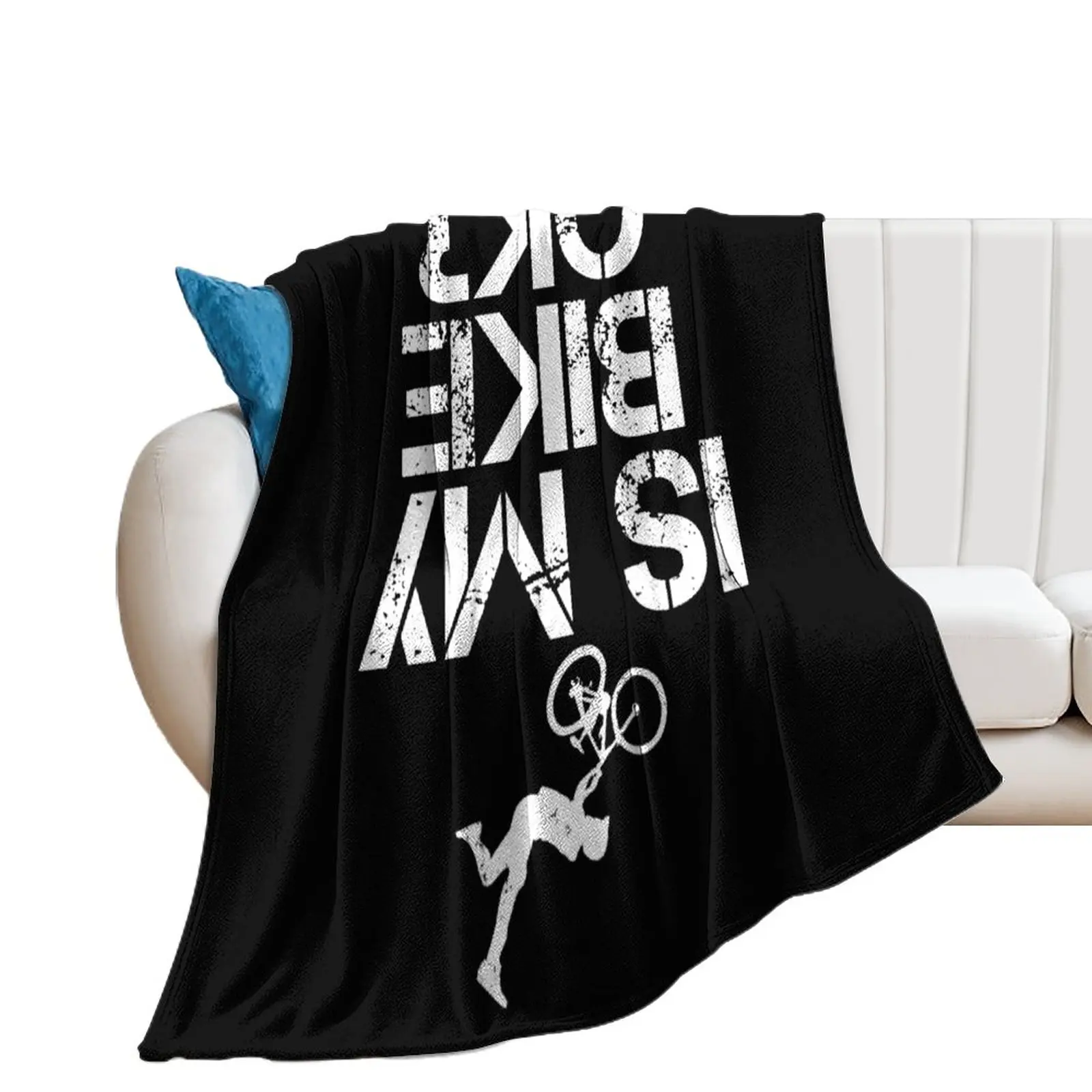 

Is My Bike Ok Distressed Style Typography Cycling Lovers Fans Mountain Bike Woolen Blanket Casual Graphic Camping Super Soft R