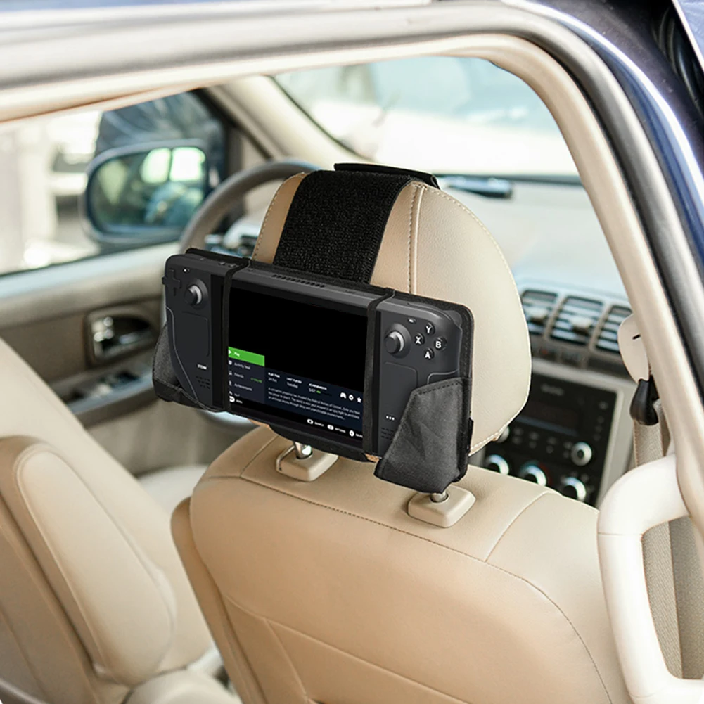 For Steam Deck Car Headrest Mount with Fixing Strap Car Back Seat Console Rack Headrest Fixing Console Strap Gaming Accessories