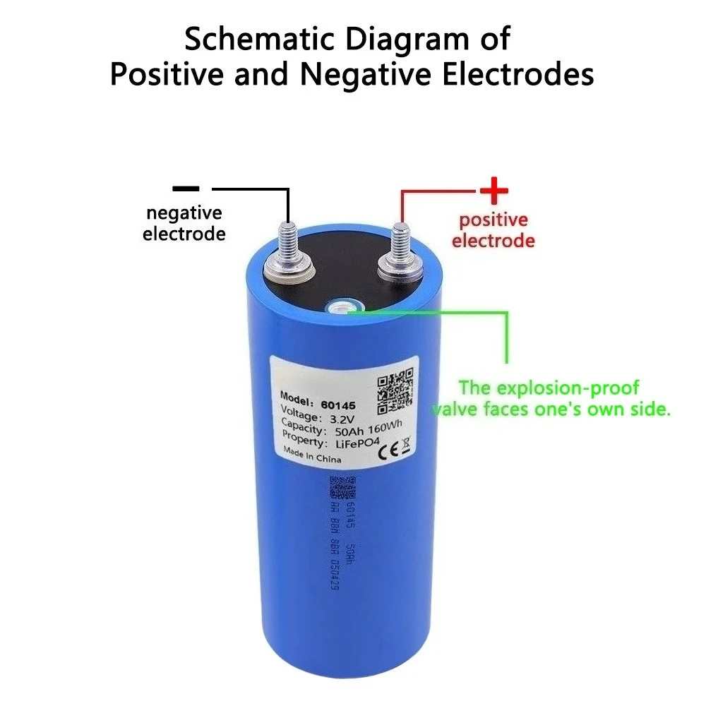 60145 Batteria ricaricabile per batterie al litio ferro fosfato da 3,2 V 50 Ah - immagine 3