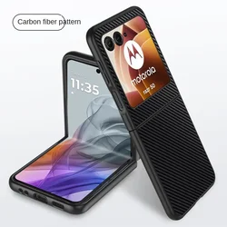 Luxury Leather Shockproof Hard Case - Elegant and Durable Mobile Cover for Motorola Razr 40 (Carbon Fiber)