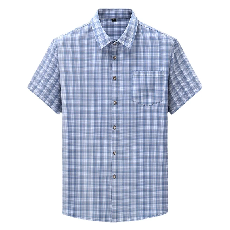 

New Arrival Suepr Large Summer Men's Fashion Casual Square Neck Checkered Short Sleeve Shirt Plus Size LXL2XL3XL4XL 5XL 6XL 7XL