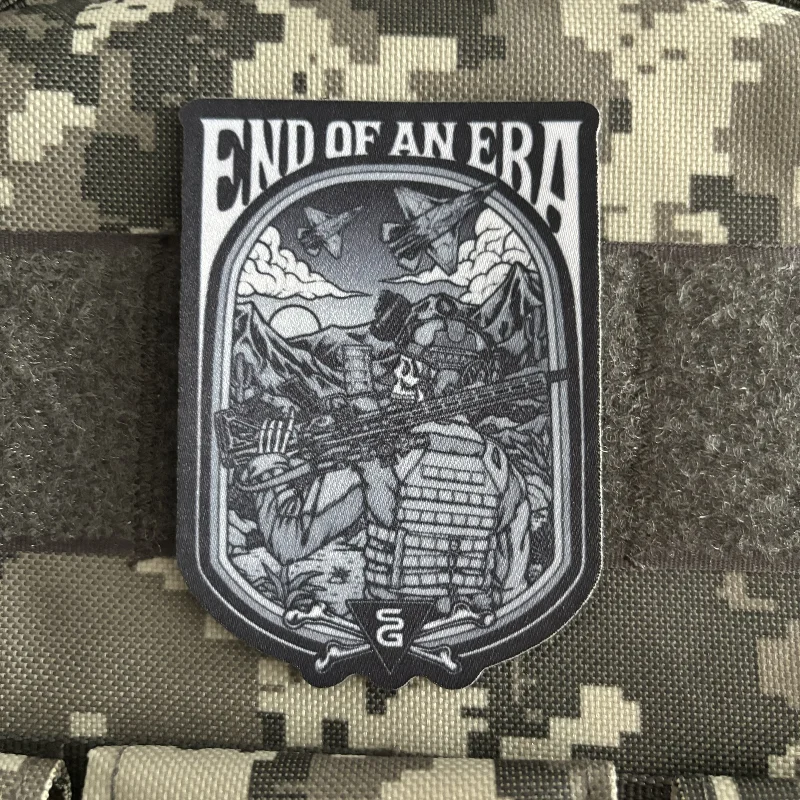 시대의 끝 전술 패치 해골 전사 사기 배지 후크 및 루프 인쇄 패치 군사 완장 배낭 스티커