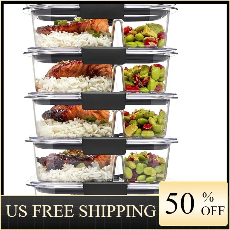 Rubbermaid Brilliance 10 Piece 2 Compartment Meal Prep Food Storage  Containers, 2.85 Cup - AliExpress