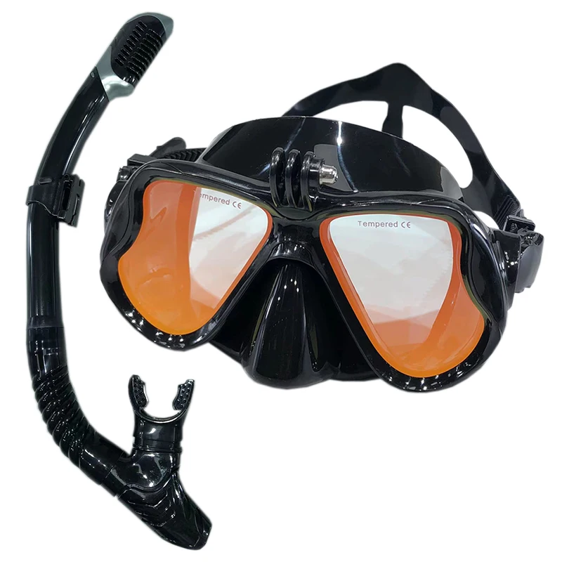 Diving Mask With Sports Camera Mount Electroplate Tempered Glass Silicone Mask is Safe and Comfortable
