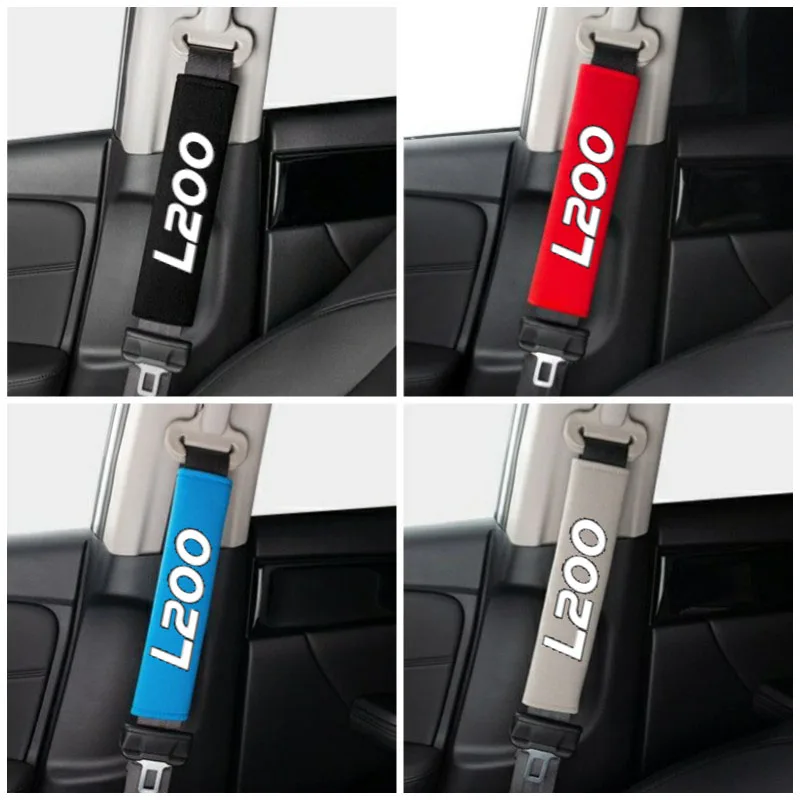 2pcs Car Seat Belt Cover Shoulder Pads Auto Interior Decoration Accessories For MITSUBISHI L200 Car Accessories