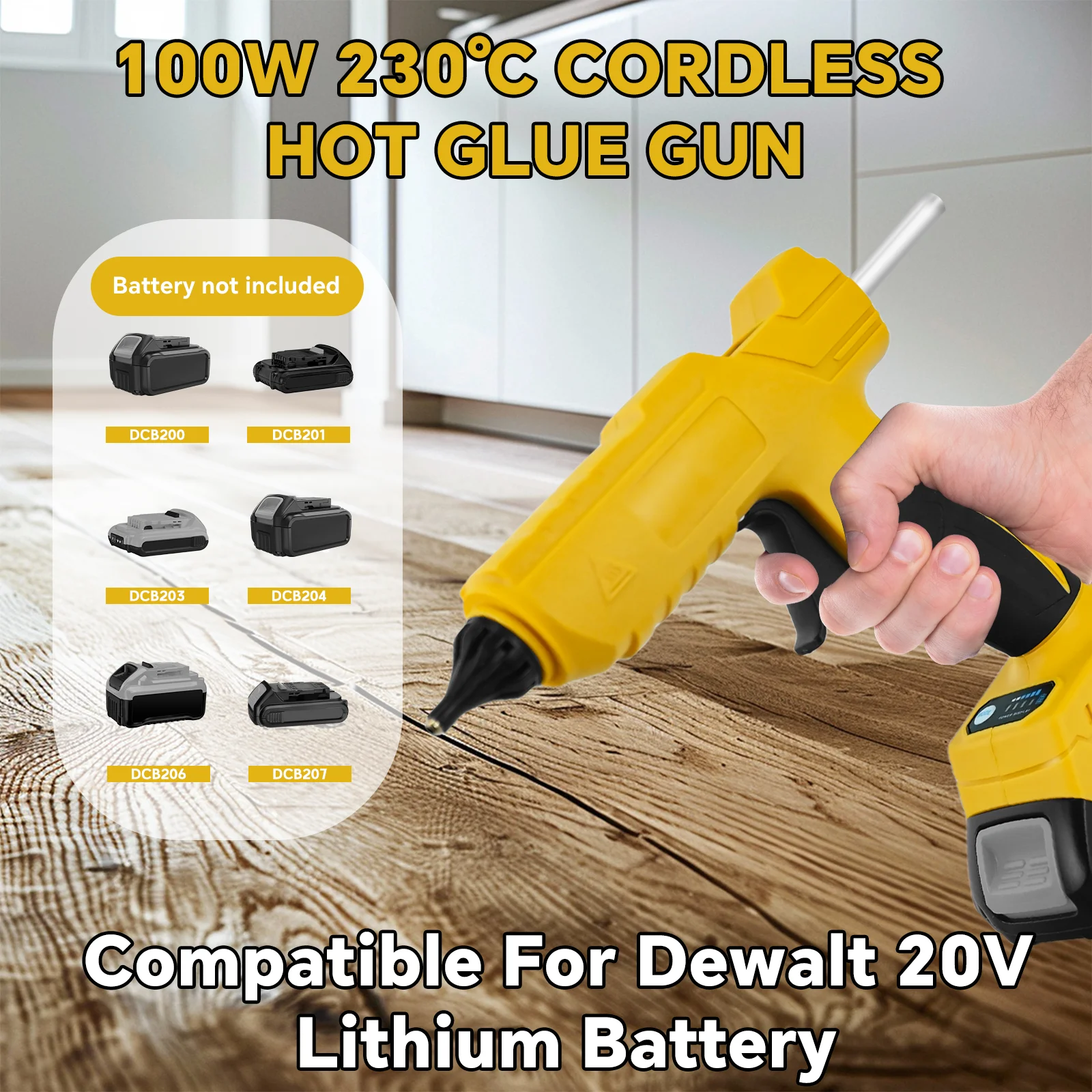 100W Cordless Electric Hot Melt Glue Gun Home Repair Tool with 10pcs 11mm Glue S