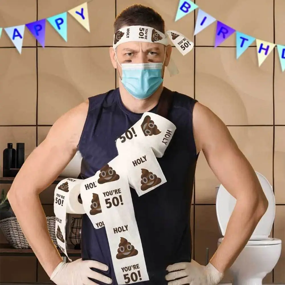 1 Roll Room Supplies Birthday Gifts Party Decoration Toilet Paper Funny Birthday Rolls Roll Printed Funny Paper Towel