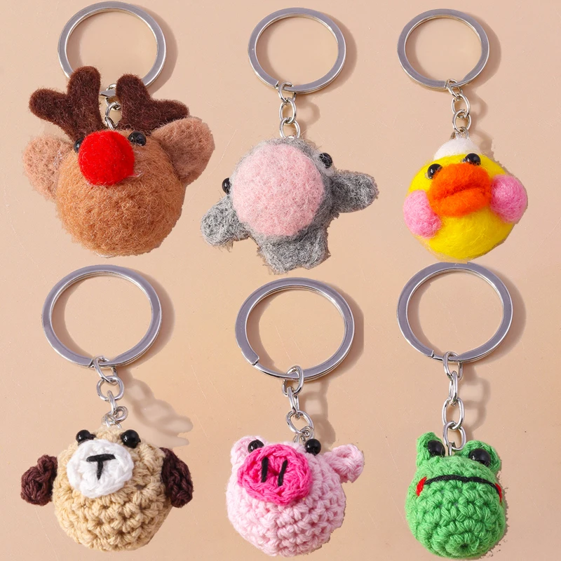 Schöner handgestrickter Elch-Schlüsselanhänger, gehäkelter Hund, Tier-Schlüsselanhänger für Frauen und Mädchen, Handtaschen-Anhänger, handgefertigter Schmuck, Geschenke