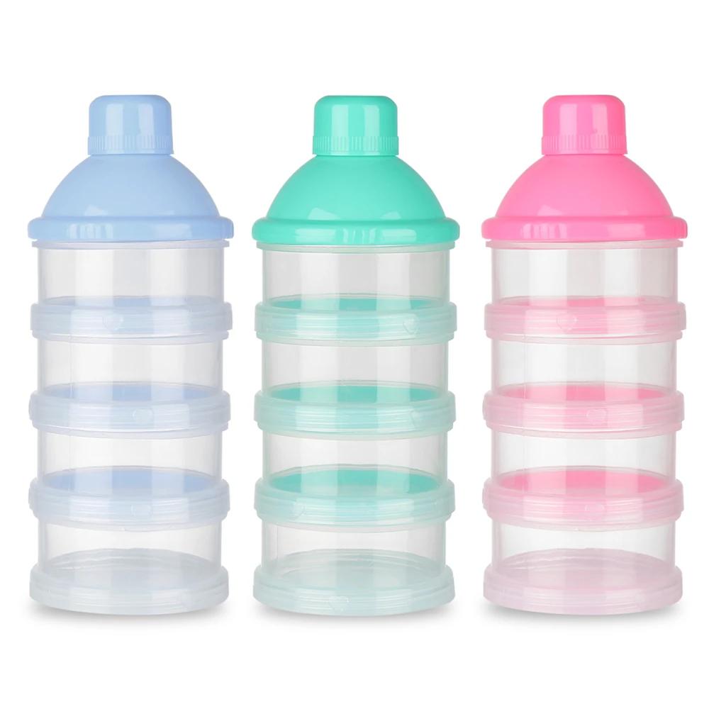4 Grid Portable Container Storage Cereal Boxes Toddle Baby Snacks Food Storage Box Formula Dispenser Milk Powder Bottles