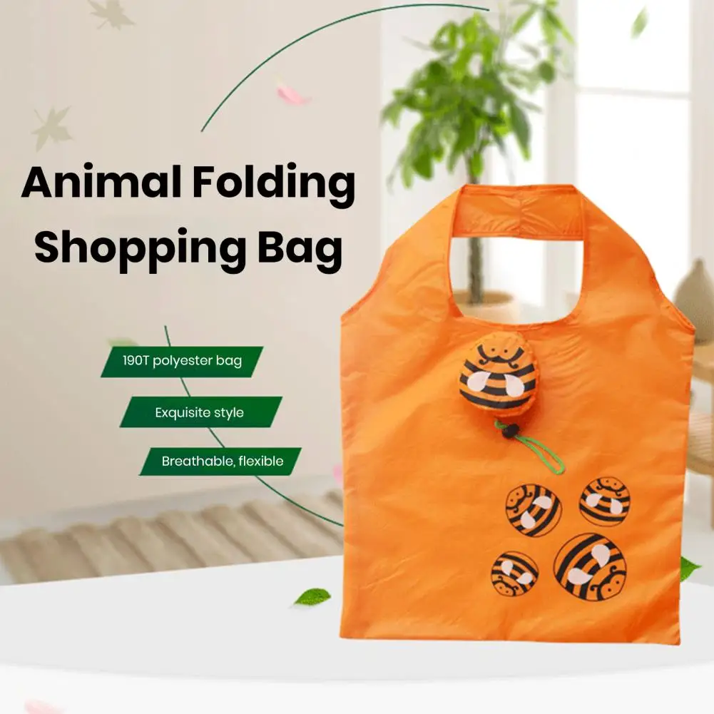 

Reusable Foldable Shopping Bag Cartoon Animal Bees Design Eco-friendly Tote Easy Supermarket Shopping Bag Travel Grocery Bag